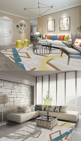 现代几何简约欧式抽象图案地毯地