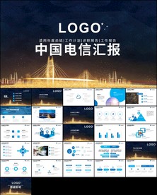 蓝色大气中国电信工作汇报PPT