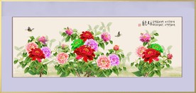 原创手绘牡丹装饰画背景墙