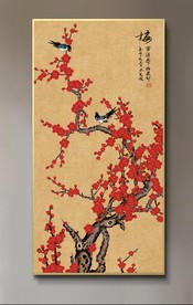 原创手绘梅花喜鹊喜梅装饰画