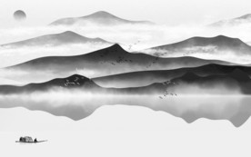 现代新灰色山水画 TIF分层