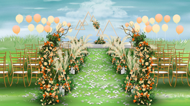 橙黄色婚礼仪式区