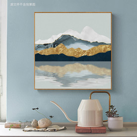 北欧轻奢金色抽象山水装饰画