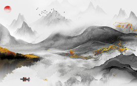 山水电视背景墙 TIF分层