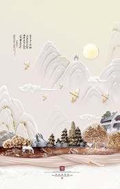 浮雕画 山水画 北欧装饰画