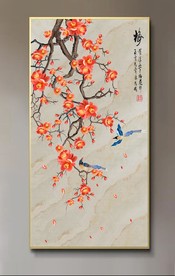 原创玄关梅花喜鹊装饰画壁画
