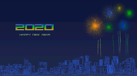 矢量图城市与烟花背景图