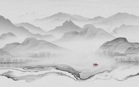 意境灰色山水画 TIF分层画