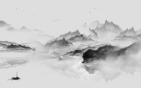 极品灰色山水画 TIF分层画