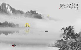 高档灰色山水画 TIF分层画