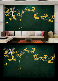 中式花鸟背景墙