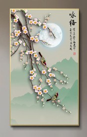 原创玄关梅花喜鹊装饰画背景墙