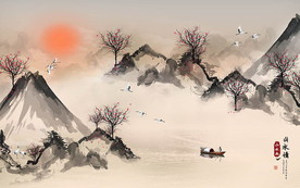 山水情 山水画新中式背景墙
