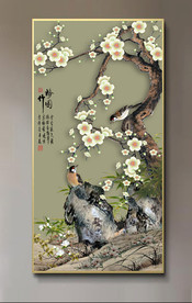 原创玄关梅花花鸟装饰画壁画