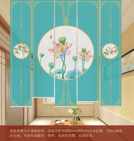 新中式卷帘窗帘升降遮光隔断帘