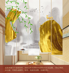 新中式卷帘窗帘升降遮光隔断帘