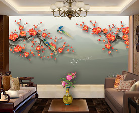 原创高清梅花喜鹊装饰画背景墙