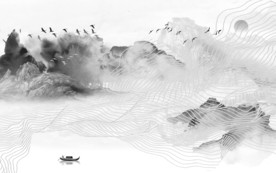 现代 山水背景墙 TIF分层