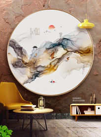 圆框画 圆形无框画 装饰画