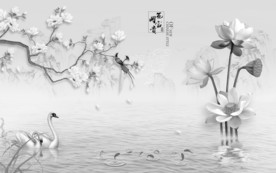 花鸟 山水新中式画 TIF分层