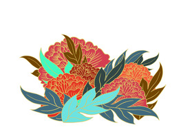 手绘花卉叶子（颜色分层含线稿）