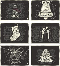 圣诞节日素材矢量线稿