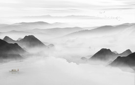 灰色山水新风景画 TIF分层