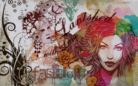 欧美涂鸦个性英文美女工装背景墙