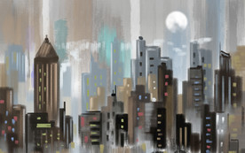 手绘现代油画背景墙