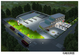 中航油标准加油站夜景效果图