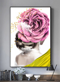 美女鲜花金箔飞鸟装饰画