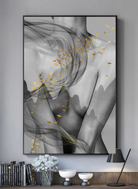 美女曲线身材艺术黑白抽象装饰画