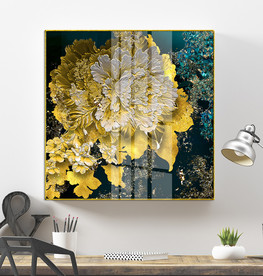 新中式金箔牡丹晶瓷装饰画