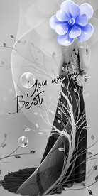 欧美美女花朵线条装饰画玄关