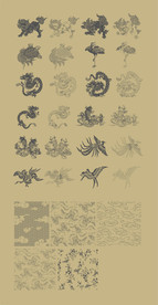 中式古兽矢量底纹