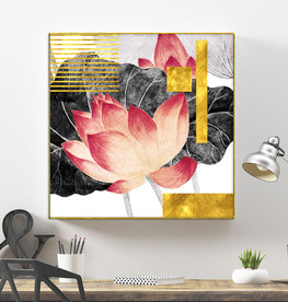 新中式国画水墨金箔荷花装饰画