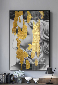 北欧现代素描石膏金箔装饰画