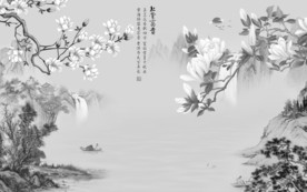 花鸟山水情山水画 TIF分层