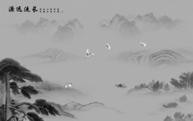 灰色山水情山水画 TIF分层