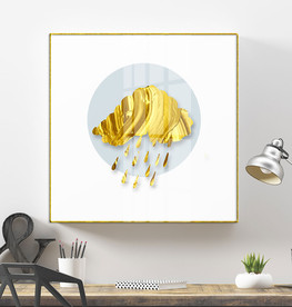 金箔晶瓷抽象云朵雨滴装饰画