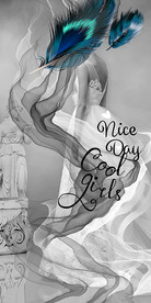 欧美美女蓝色羽毛装饰画玄关