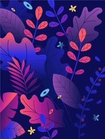 扁平风景树叶ui植物插画