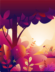 大树扁平ui风景插画