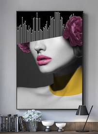 晶贝笔刷美女花朵黑白装饰画