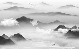 现代意境 山水画 TIF分层