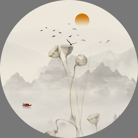 水墨荷花 水墨山水荷花装饰画