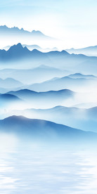 蓝色山水画玄关 TIF分层