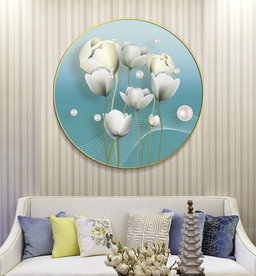 新中式小清新郁金香晶瓷装饰画