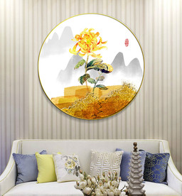 新中式水墨花鸟笔刷晶瓷装饰画