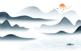 中式现代风山水画 TIF分层